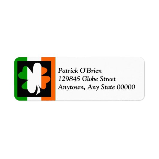 Ierse vlag Shamrock Square retour adres label (Voorkant)