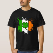 Ierse vlag Shamrock St Patricks Day Black Graphic T-shirt (Voorkant)