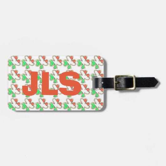 Ierse vlag Shamrock St. Patrick's Day Monogrammed Bagagelabel (Voorkant horizontaal)