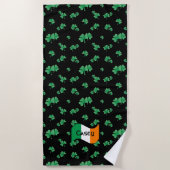 Ierse vlag Shamrocks gepersonaliseerd Strandlaken (Voorkant)