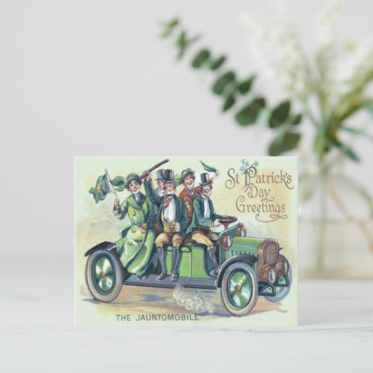 Ierse vlag Shillelagh Groene Auto Shamrock Briefkaart (Staand voorkant)