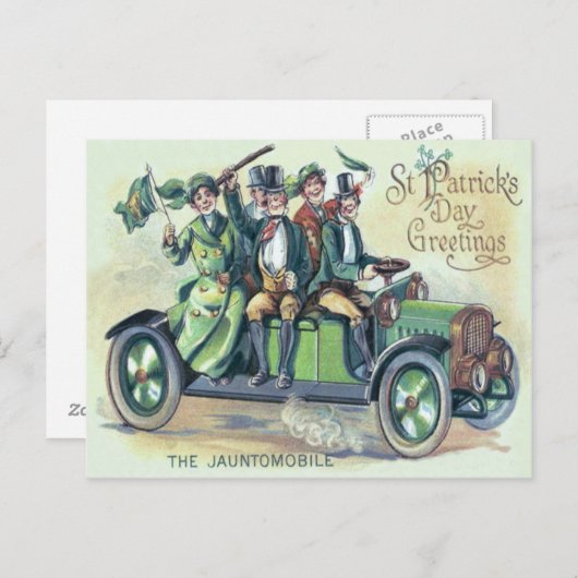 Ierse vlag Shillelagh Groene Auto Shamrock Briefkaart (Voorkant / Achterkant)