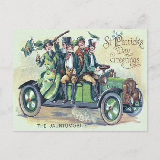 Ierse vlag Shillelagh Groene Auto Shamrock Briefkaart (Voorkant)