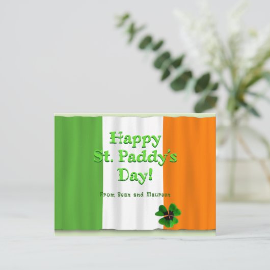 Ierse vlag St. Paddys Day Briefkaart Groet (Staand voorkant)