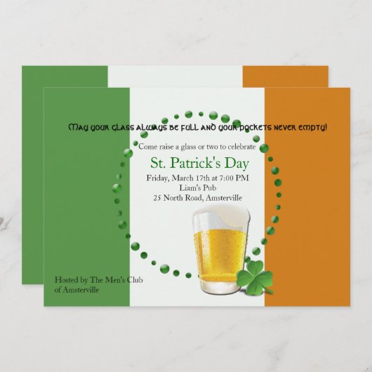 Ierse vlag St. Patrick's Day Invitation Kaart (Voorkant / Achterkant)