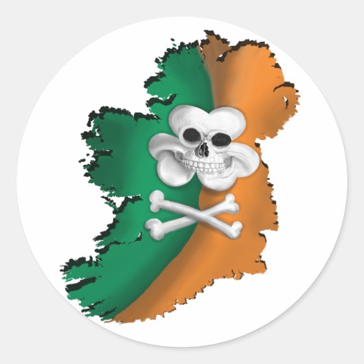 IERSE VLAG. ST PATRICKS IRISH PIRATE FLAG STICKER (Voorkant)