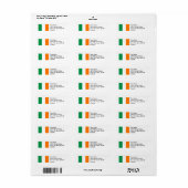 Ierse vlag van Ierland Retouradreslabels Etiket (Full Sheet)