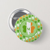 Ierse vlag van klavertjes ronde button 5,7 cm (Voorkant /achterkant)