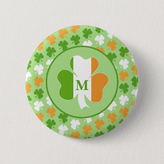 Ierse vlag van shamrocks ronde button 5,7 cm (Voorkant)