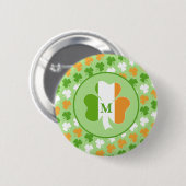 Ierse vlag van shamrocks ronde button 5,7 cm (Voorkant /achterkant)