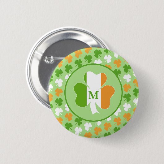 Ierse vlag van shamrocks ronde button 5,7 cm (Voorkant /achterkant)