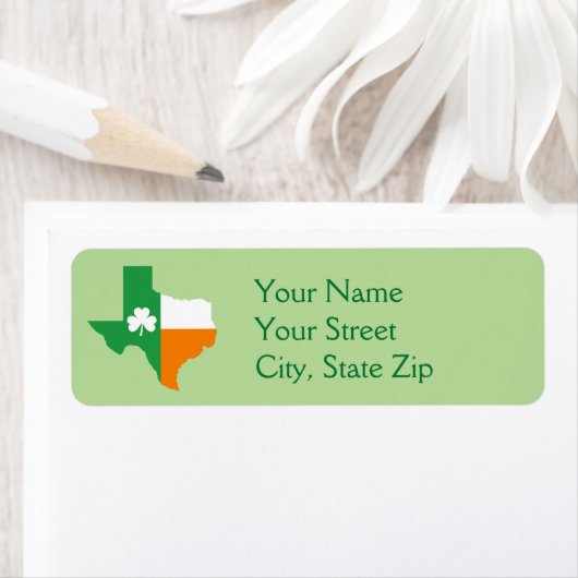 Ierse vlag van Texas Etiket (Insitu)