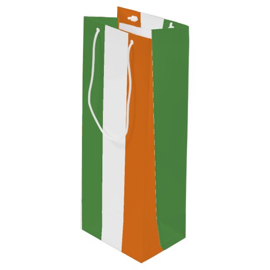 Ierse vlag wijn cadeautas (Voorkant Gekanteld)