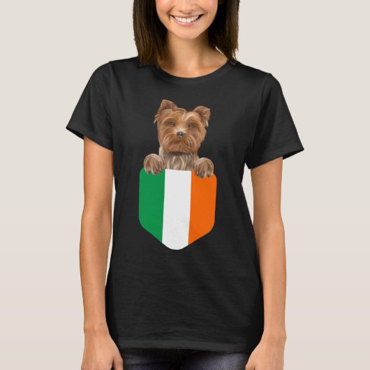 Ierse vlag Yorkshire Terrier Hond in zak T-shirt (Voorkant)