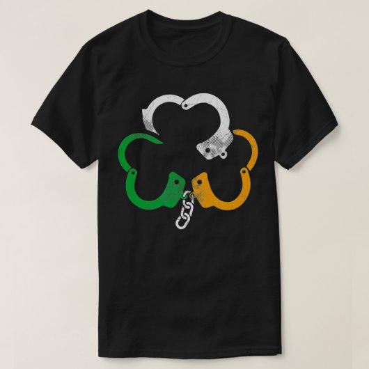Ierse vlaghandboeien Shamrock Police St Patricks D T-shirt (Design voorkant)