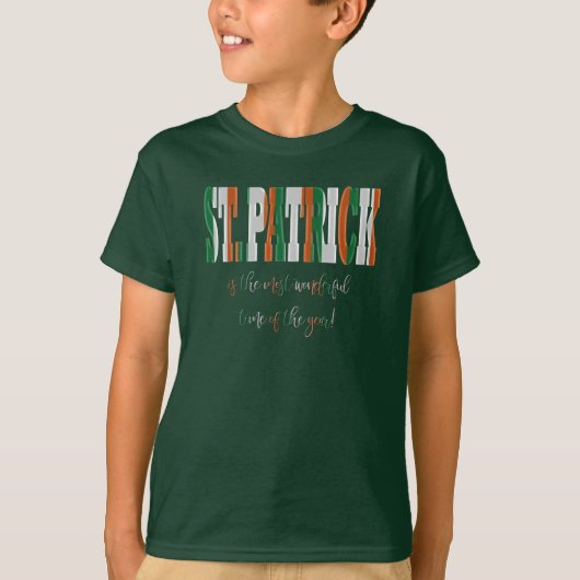 Ierse vlagkleuren in Text St. Patrick T-Shirt (Voorkant)