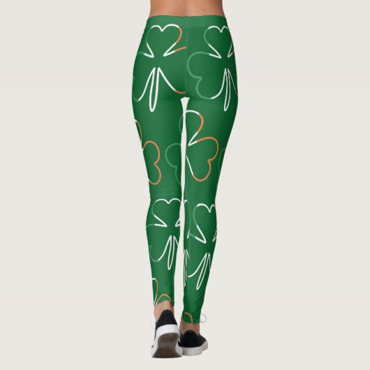 Ierse vlagkleuren Shamrocks Clovers St. Patrick Leggings (Achterkant)