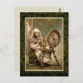 Ierse vrouw met haar draaiende wiel briefkaart (Voorkant / Achterkant)