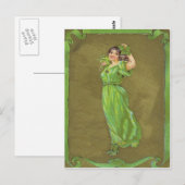 Ierse Vrouw Shamrock Briefkaart (Voorkant / Achterkant)