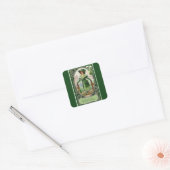  Ierse vrouwen St. Patrick's Day Dark Green Vierkante Sticker (Envelop)