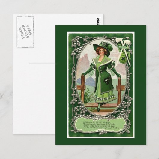  Ierse vrouwen St. Patrick's Day Green Briefkaart (Voorkant / Achterkant)