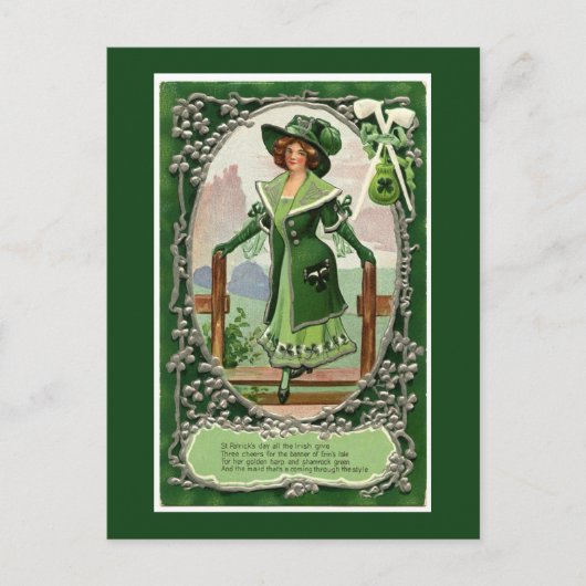 Ierse vrouwen St. Patrick's Day Green Briefkaart (Voorkant)