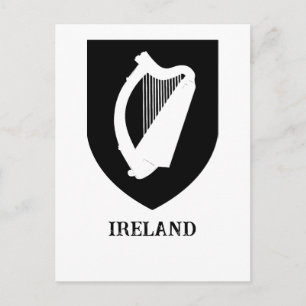 Ierse Wapen van Ierland Zwart & Wit Minimalistisch Briefkaart