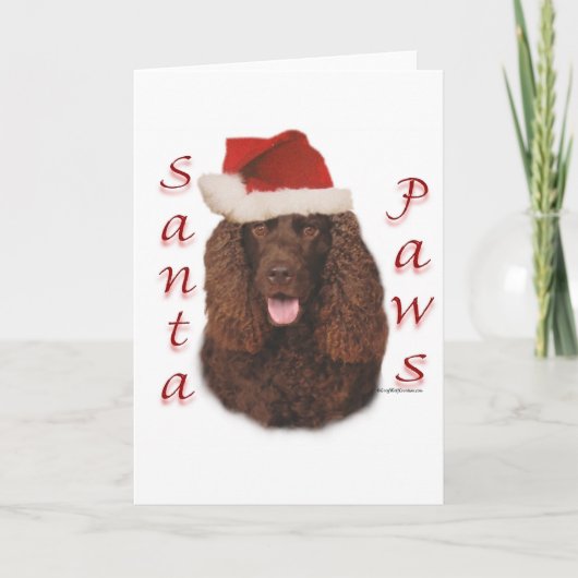Ierse Water Spaniel Santa Paws Feestdagen Kaart (Voorkant)