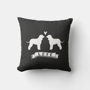 Ierse Water Spaniel Silhouetten Liefde Kussen