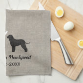 Ierse Water Spaniel Silhouetten met Hart Theedoek (Quarter Fold)
