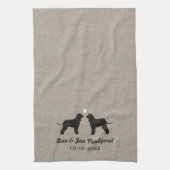 Ierse Water Spaniel Silhouetten met Hart Theedoek (Verticaal)