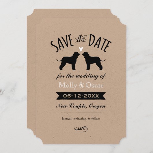 Ierse Water Spaniels Bruiloft Save the Date (Voorkant / Achterkant)