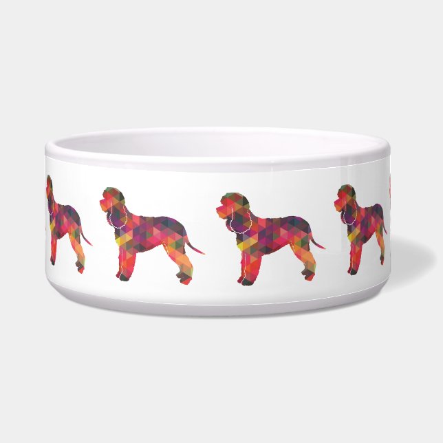 Ierse Waterhond Geo Silhouet Multi Voerbakje (Voorkant)