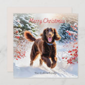 Ierse waterspaniël in de sneeuw Winter Vrolijk Ker Feestdagenkaart (Voorkant / Achterkant)