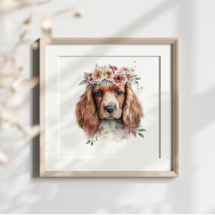 Ierse Waterverf van Setter Puppy Pet Poster