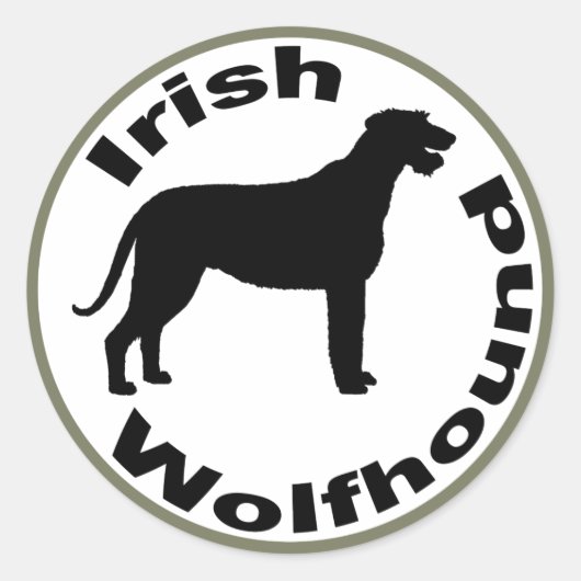 Ierse Wolfhound Circle Border Ronde Sticker (Voorkant)