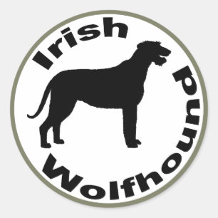 Ierse Wolfhound Circle Border Ronde Sticker