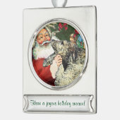 Ierse Wolfhound gepersonaliseerde Kerstmis Verzilverd Banner Ornament (Links)