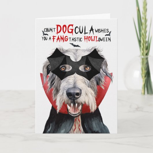 Ierse Wolfhound Hond Grappig Count DOGcula Hallowe Feestdagen Kaart (Voorkant)