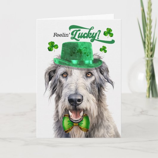 Ierse Wolfhound Hond Grappig St Patrick's Day Feestdagen Kaart (Voorkant)