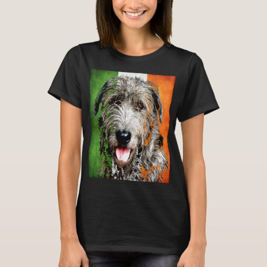 Ierse Wolfhound Ierse vlag Erin go Bragh T-Shirt (Voorkant)
