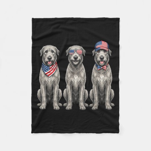 Ierse Wolfshond 4 juli Amerikaanse Vlag Hond Fleece Deken (Voorkant)