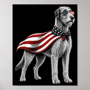 Ierse Wolfshond 4 juli Amerikaanse Vlag Hond Poster