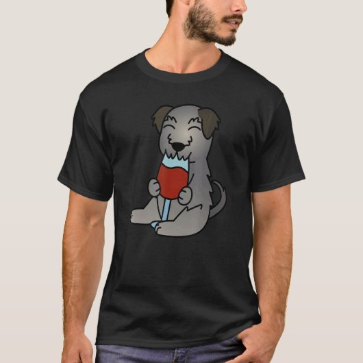 Ierse Wolfshond Drinkende Wijn Hond T-shirt (Voorkant)