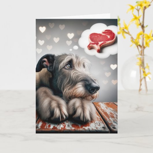 Ierse Wolfshond droomt van steak Kaart (Gele Bloem)