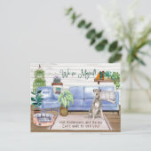 Ierse Wolfshond Gezellig Nieuw Huis Verhuizen Aankondigingskaart (Staand voorkant)