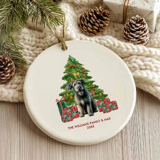 Ierse Wolfshond Hond Gepersonaliseerde Kerstmis Keramisch Ornament