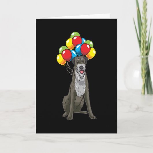 Ierse wolfshond hond met ballonnen kaart (Voorkant)