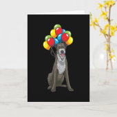 Ierse wolfshond hond met ballonnen kaart (Gele Bloem)