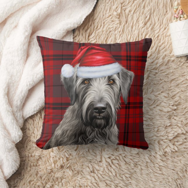 Ierse Wolfshond Hond Rood Geruit Kerstvakantie Kussen (Deken)